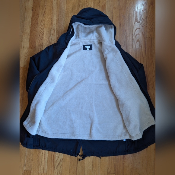 Garnet Hill Black Cream 2-in-1 Sherpa Lined Winter Coat - Picture 4 of 9